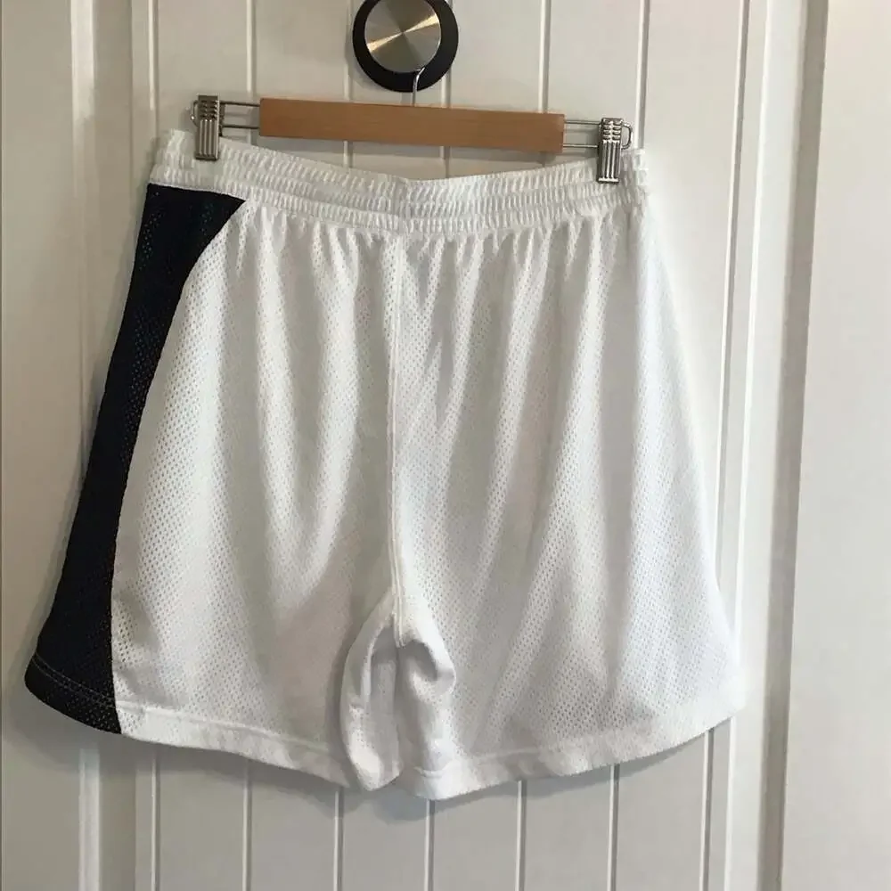 Nike Women’s Dri-FIT Mesh Essentials Basketball Shorts White Black Large Active